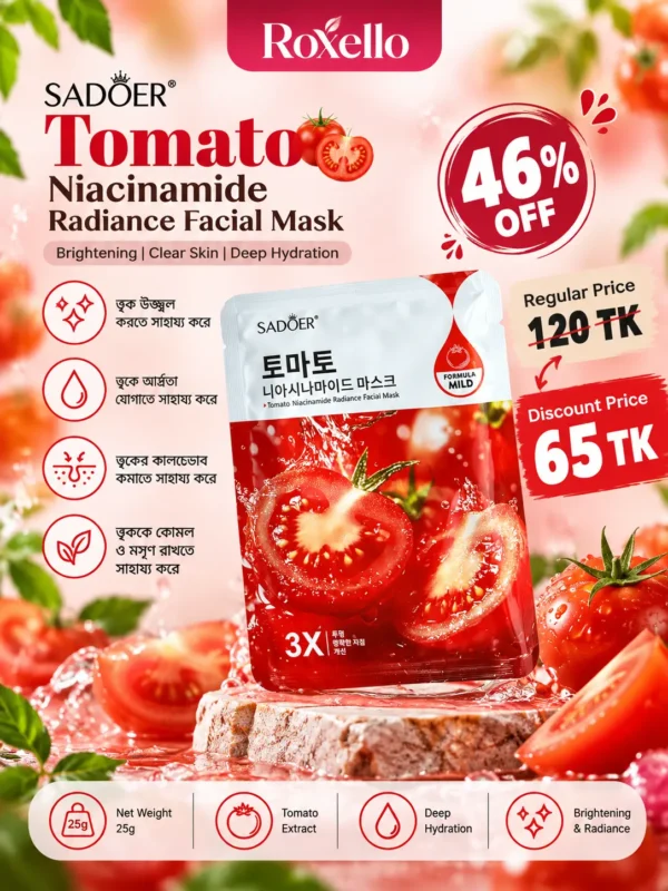 Sadoer Tomato Niacinamide Radiance Facial Mask